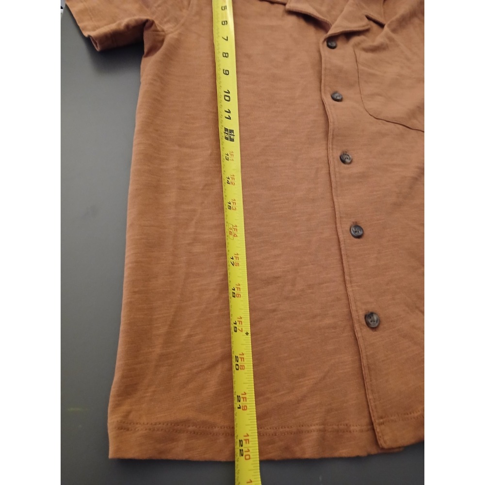Old Navy Womens L 10-12 Rust Orange Cotton Slub Jersey Button Up Camp Shirt NEW - Picture 6 of 10